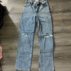 Hollister Light Blue Distressed High rise Dad Jeans